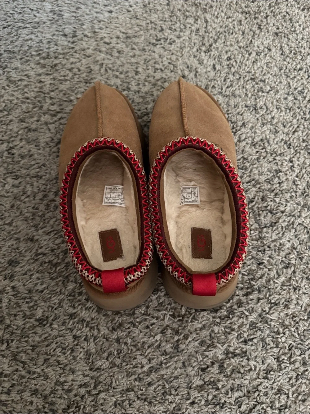 UGG Tazz shearling lined platform shoes in chestnut